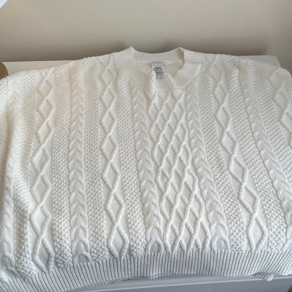J. Crew Ivory Cable Knit Sweater Poncho - OS